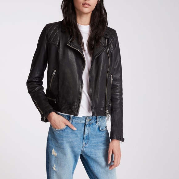 All Saints Conroy Leather Jacket - Picture 2 of 8